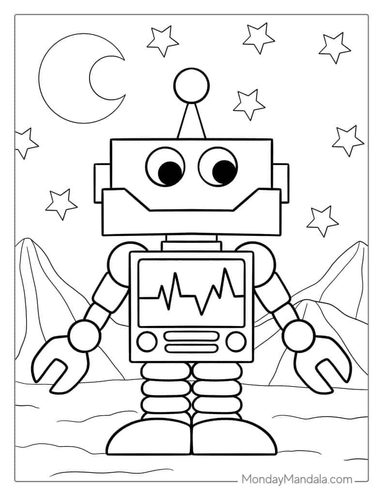 Robot coloring pages free pdf printables