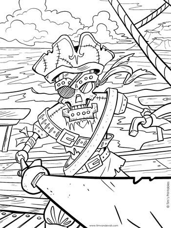 Robot pirate coloring page â tims printables
