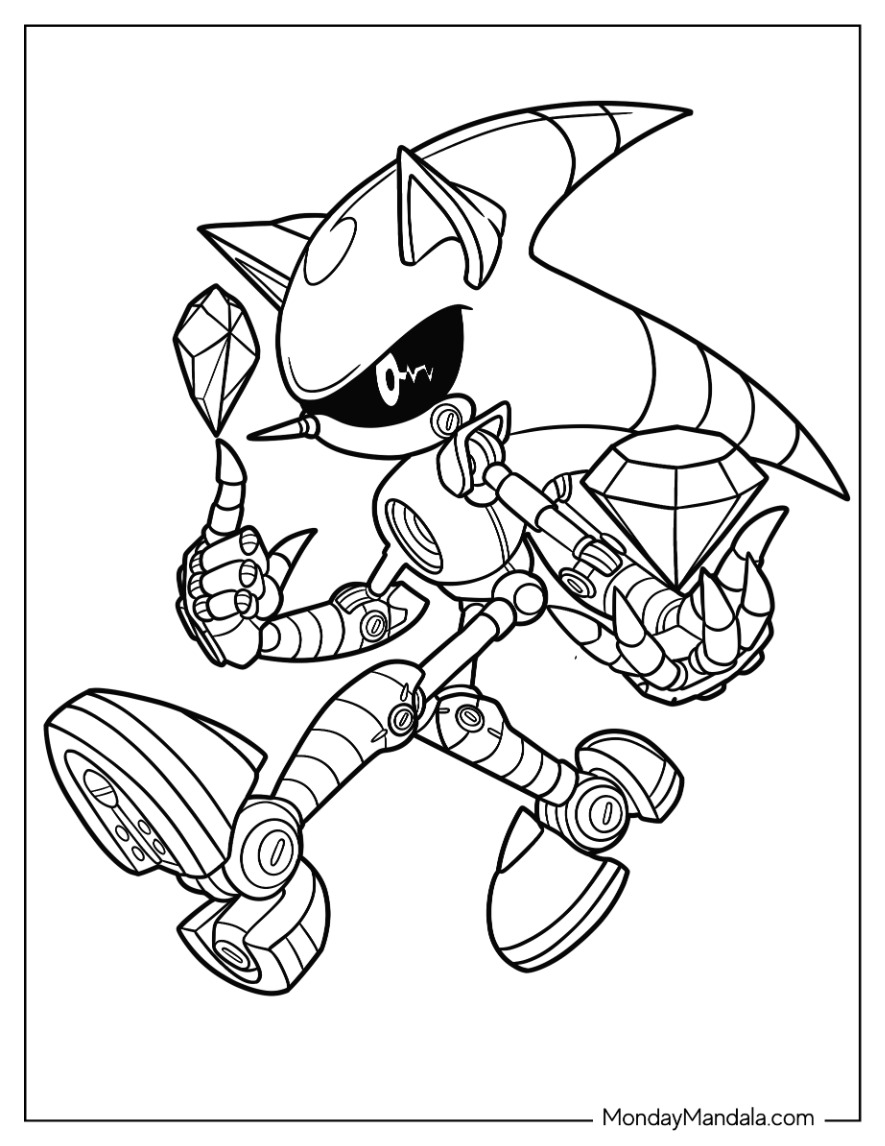 Metal sonic coloring pages free pdf printables