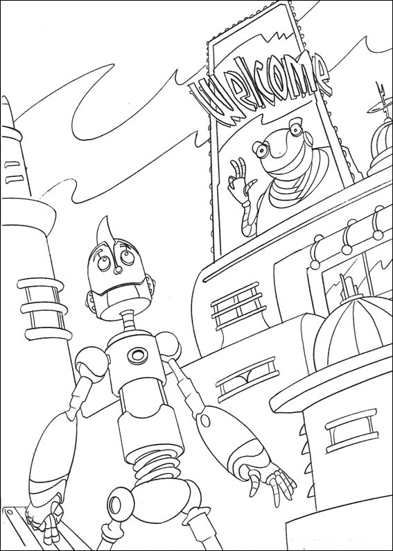 Kids under robots printable coloring pages