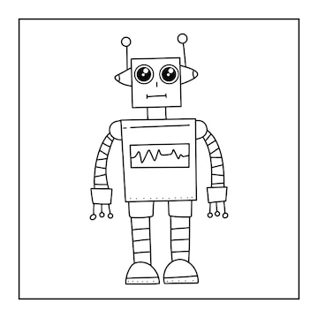 Premium vector cute printable robot coloring pages for kids