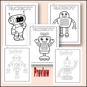 Robbot coloring pages morning work for preschool kindergarten by banyan tree