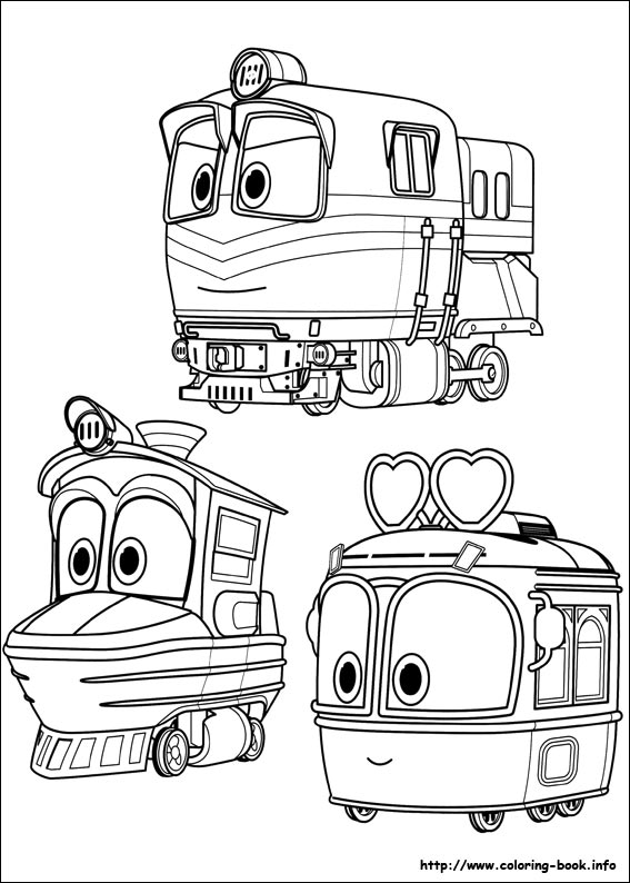 Robot trains coloring picture