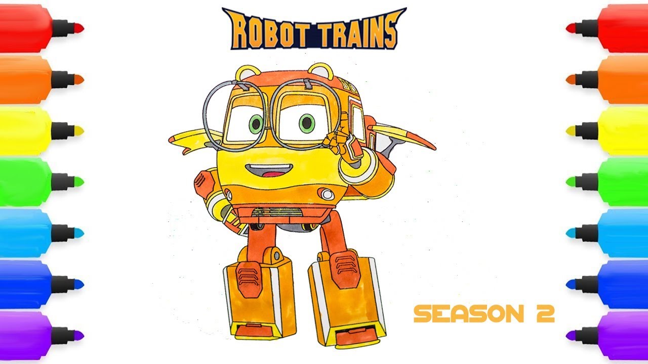 Coloring robot train genie season for kids children