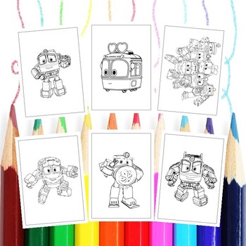 Robot trains heroes printable coloring pages collection for young artists