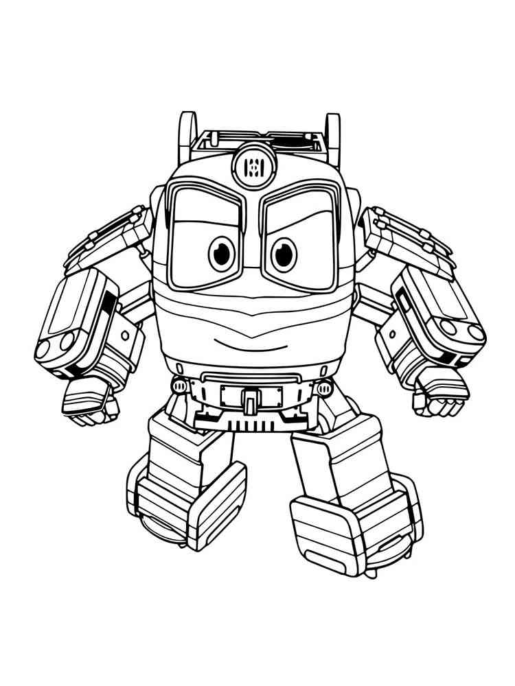 Robot trains coloring pages