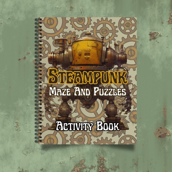 Steampunk robot activity book maze games word search games robot coloring page steampunk coloring steampunk robot birthday party