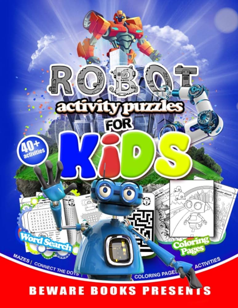 Robot activity puzzles for kids mazes