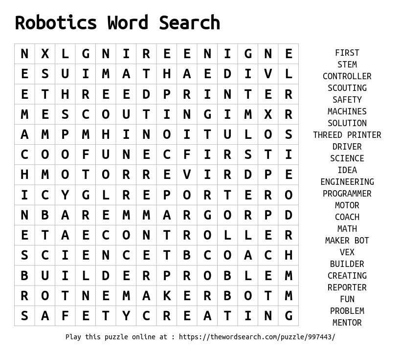 Download word search on robotics word search