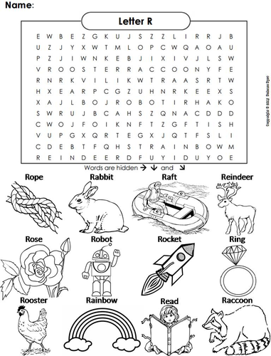 The letter r word search teaching resources