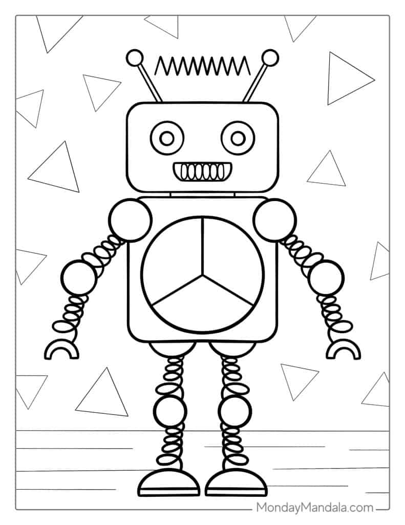 Robot coloring pages free pdf printables