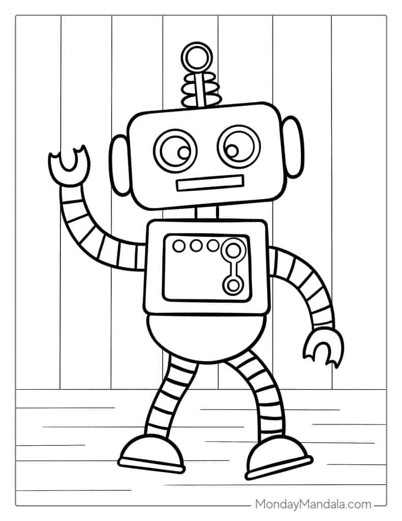 Robot coloring pages free pdf printables