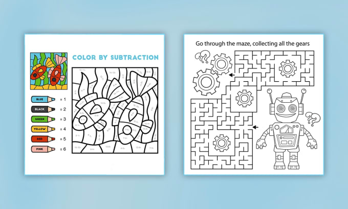 Create activity book worksheets coloring pages puzzle word search by kiddraws