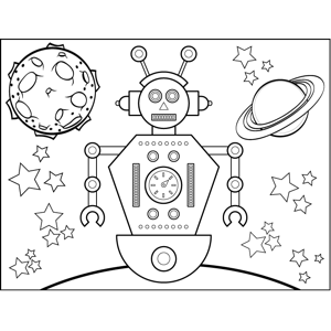 Spacetravel robot coloring page
