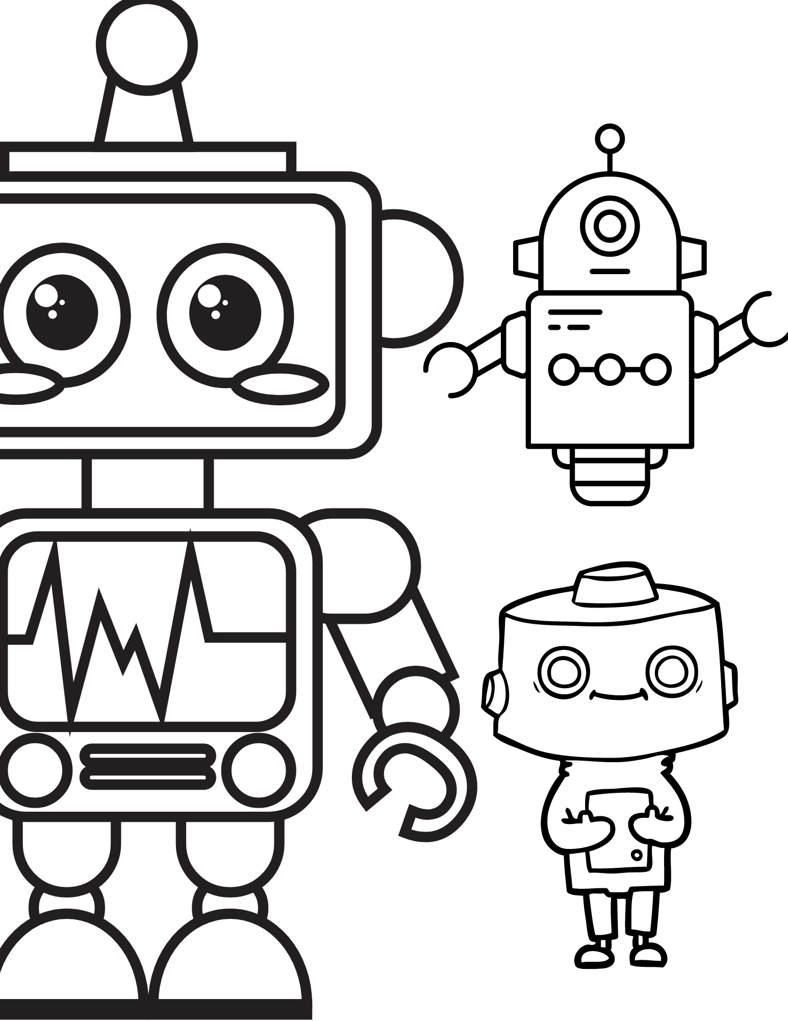 Free printable robot coloring pages for kids and adults