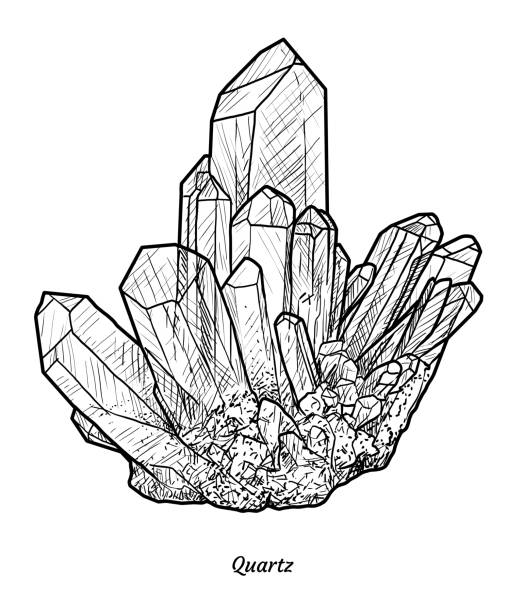 Quartz illustration drawing engraving ink line art vector stock illustration