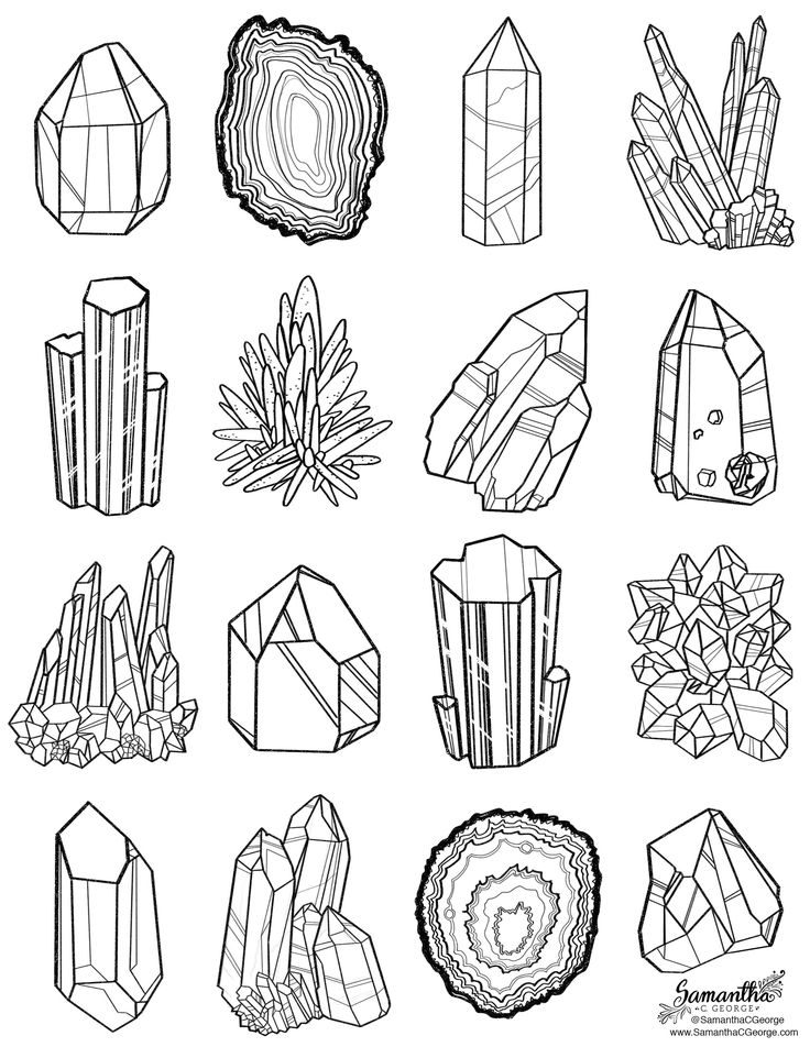 Gem coloring page crystal drawing line art sketch book