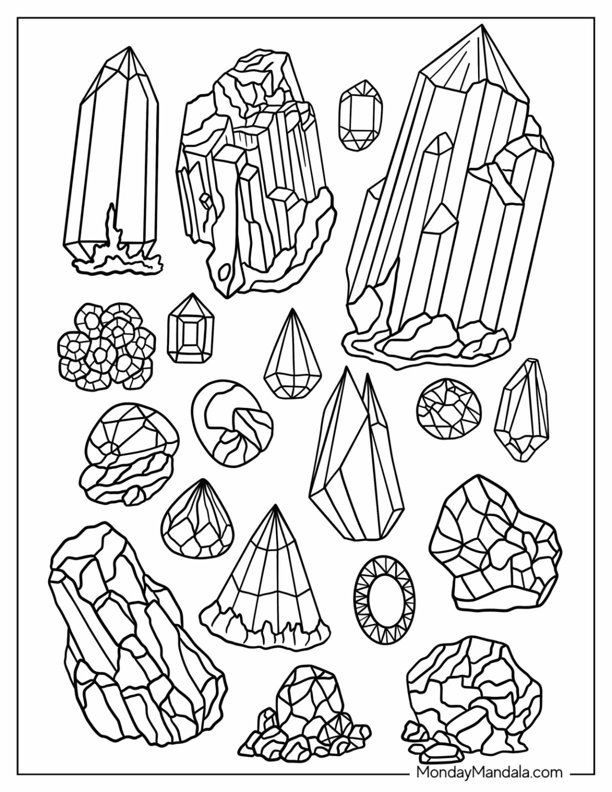 Crystal coloring pages free pdf printables