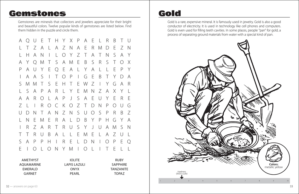 Rocks minerals activity book