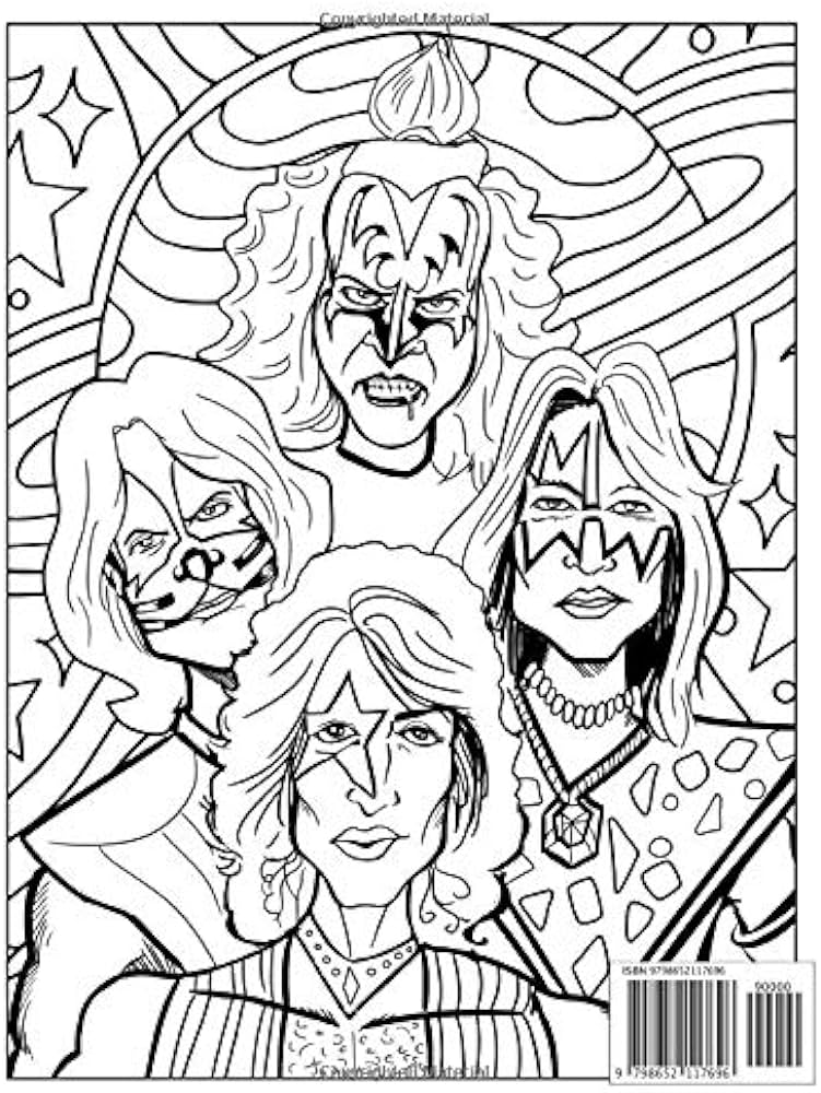 Kiss coloring book american rock band music fan relaxing creative gift parker donna books
