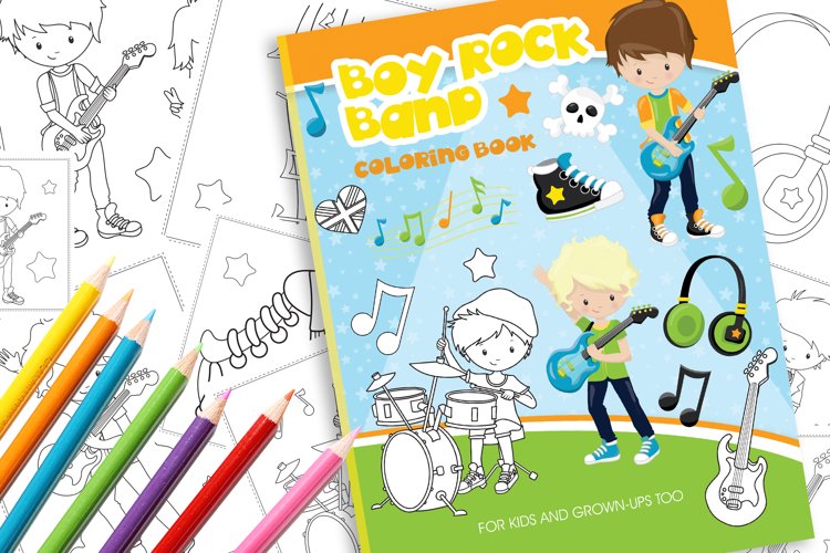 Boy rock band coloring book coloring pages colouring