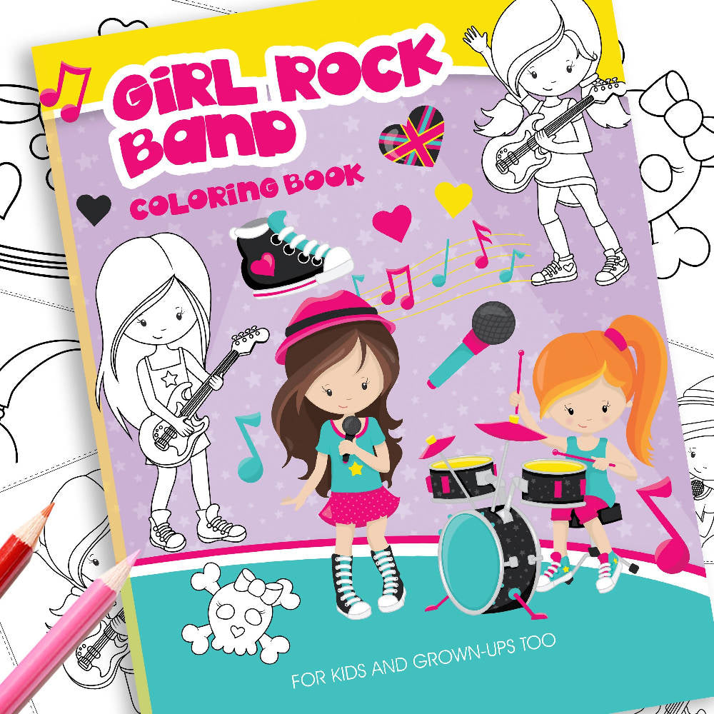 Girl rock band coloring pages lb vellum bristol paper kids col â