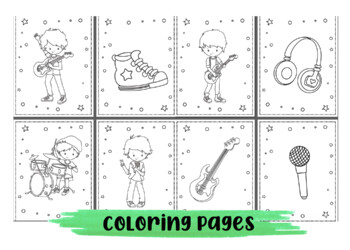 Boy rock band coloring pages by kiddie resources tpt