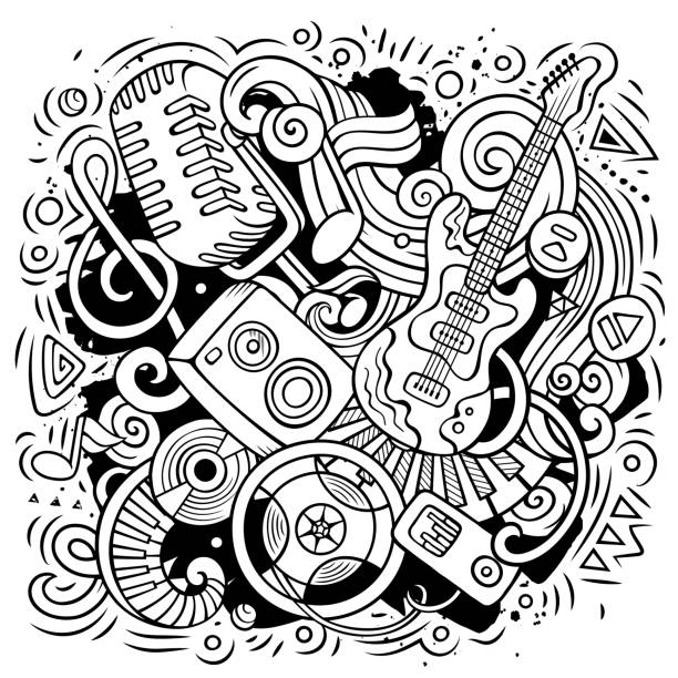 Music coloring pages stock illustrations royalty