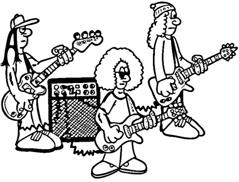 Rock band on rehearsal coloring page free printable coloring pages