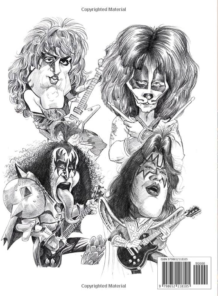 Kiss coloring book hard rock and heavy metal rock band coloring pages for adult fan parker donna books
