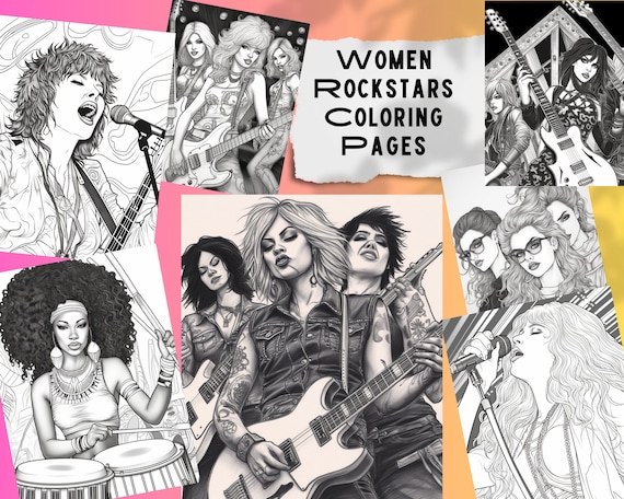 Women rockstars coloring pages rockstar coloring book women rock