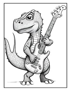 Dino rock band coloring book