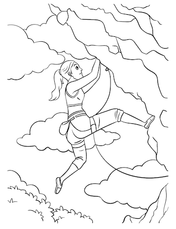 Premium vector rock climbing coloring page for kids