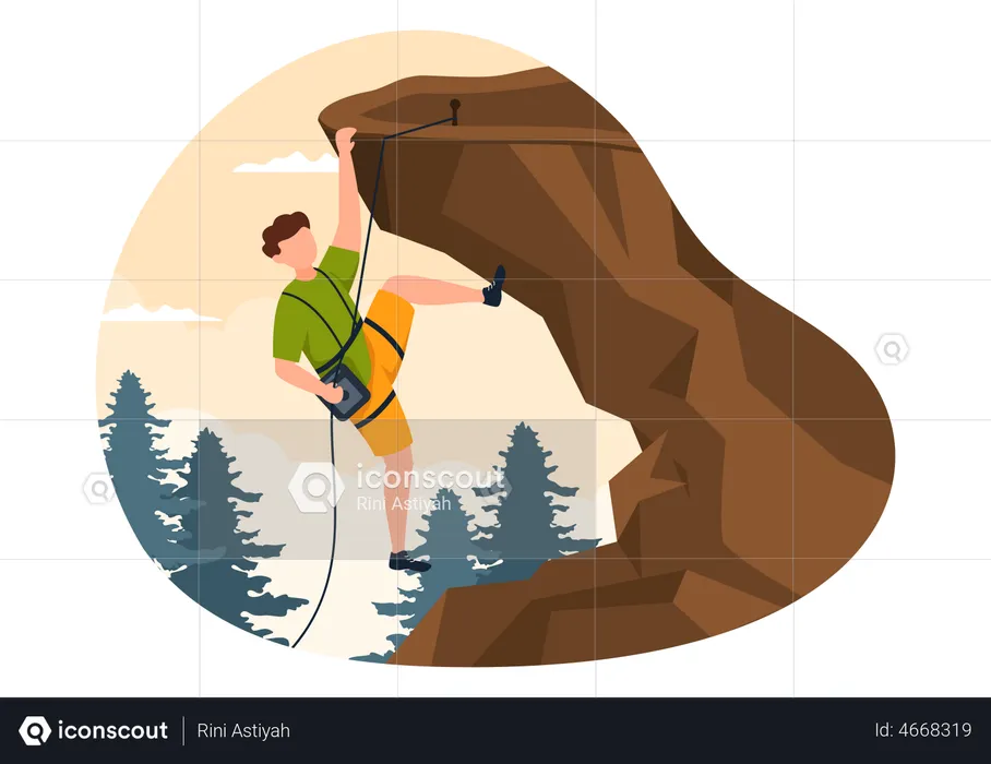 Best man rock climbing illustration download in png vector format