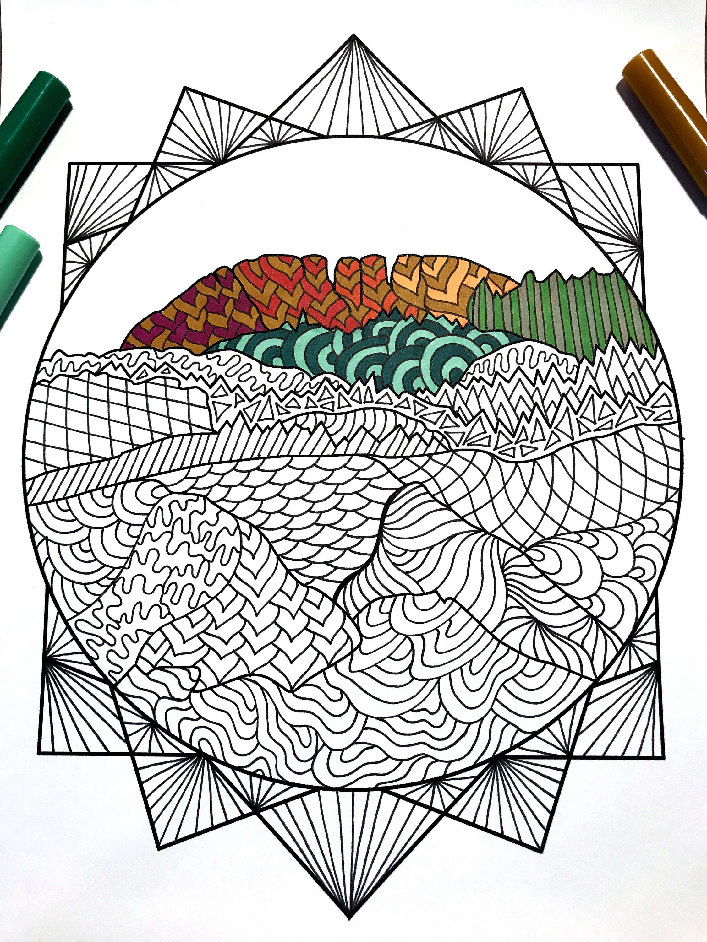 Horsetooth rock â pdf zentangle coloring page â scribble stitch