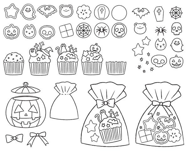 Thousand cute halloween black white line drawings royalty