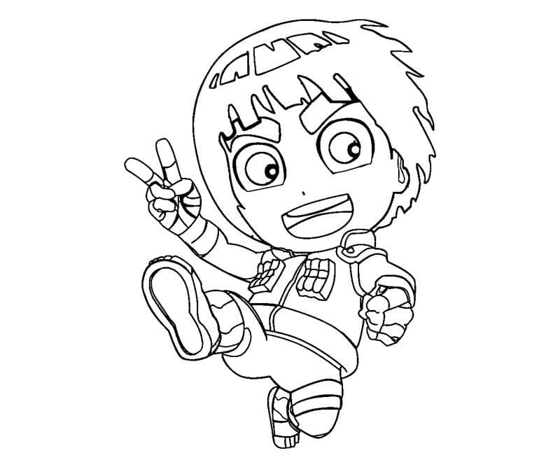 Funny chibi rock lee coloring page