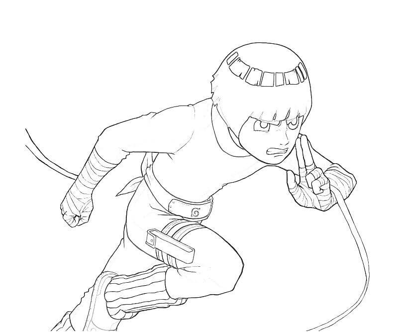 Rock lee is moving coloring page