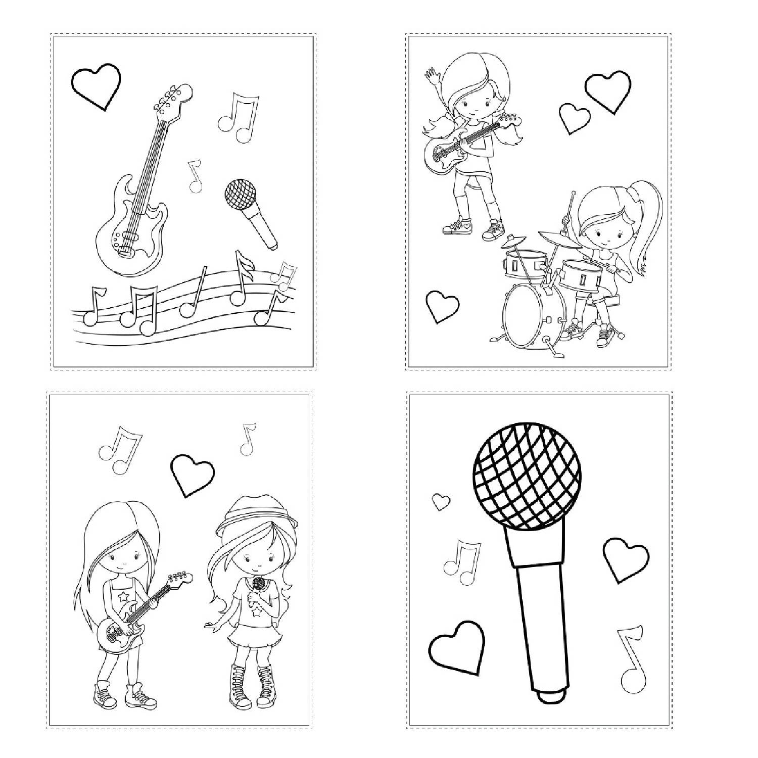 Girl rock band coloring pages lb vellum bristol paper kids col â