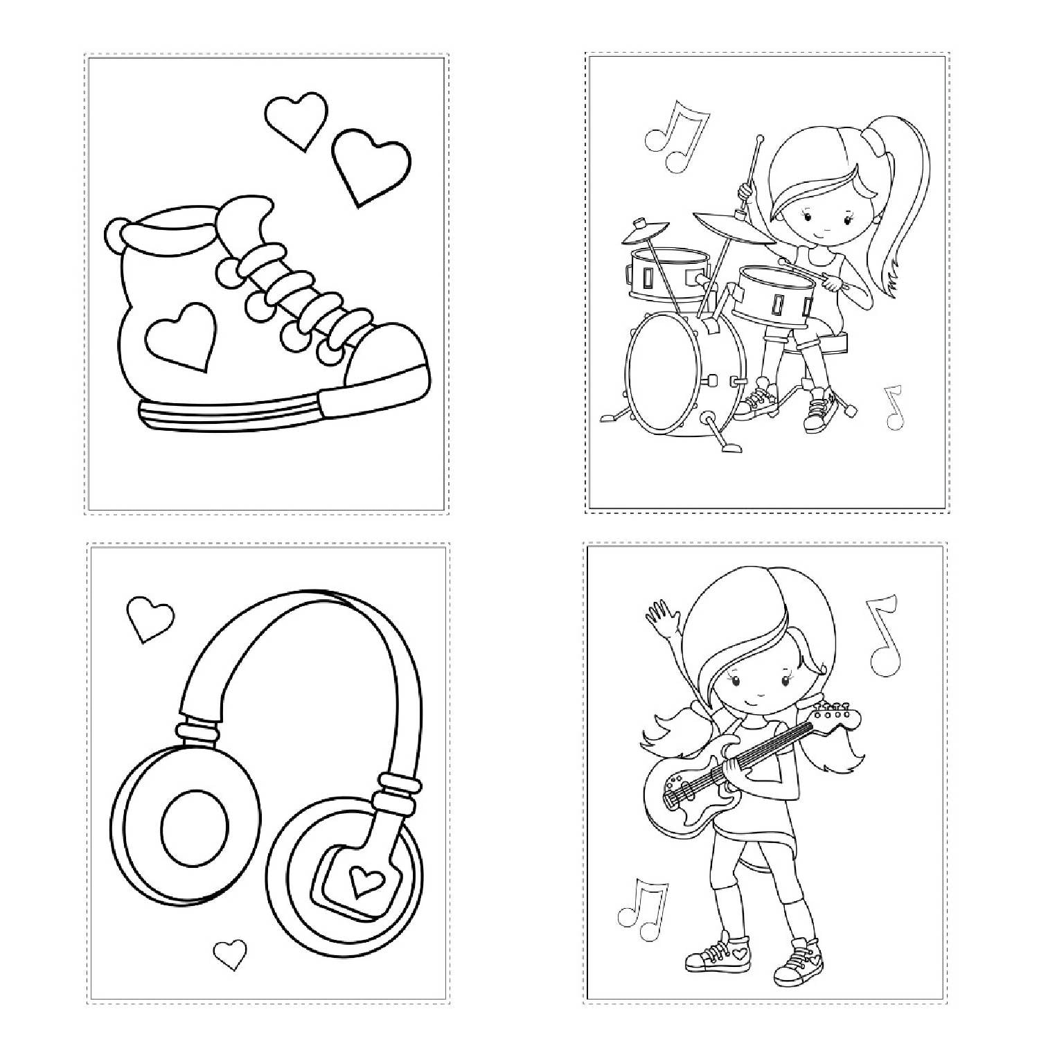 Girl rock band coloring pages lb vellum bristol paper kids col â