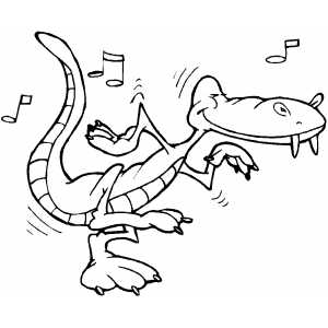 Alligator rock and roll coloring page