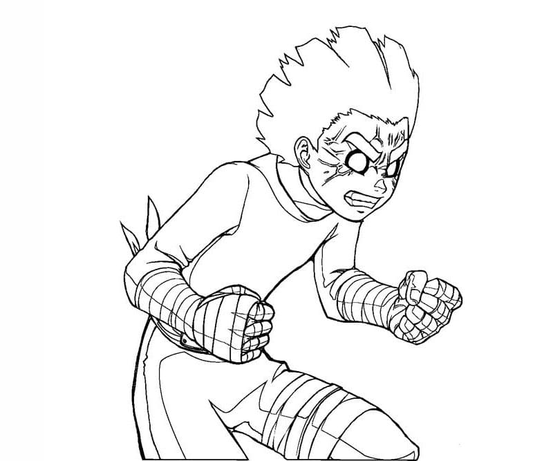 Serious rock lee coloring page