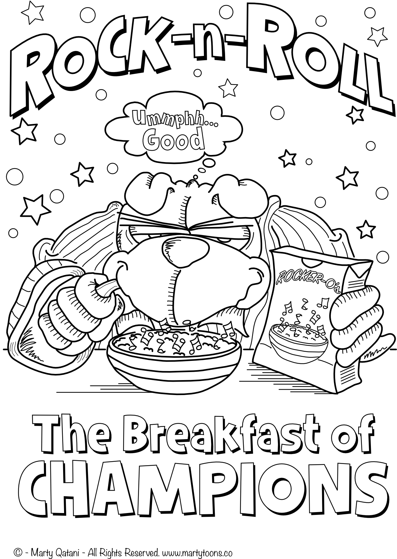 Marty qatani on x rock and roll the breakfast of championsor lunch a page inspired from my rock and roll coloring book httpstcomrjogiwdl inspired by my insatiable hunger for great music rockandroll