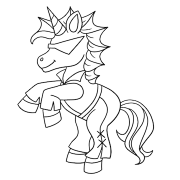 Premium vector rockstar unicorn isolated coloring page for kids