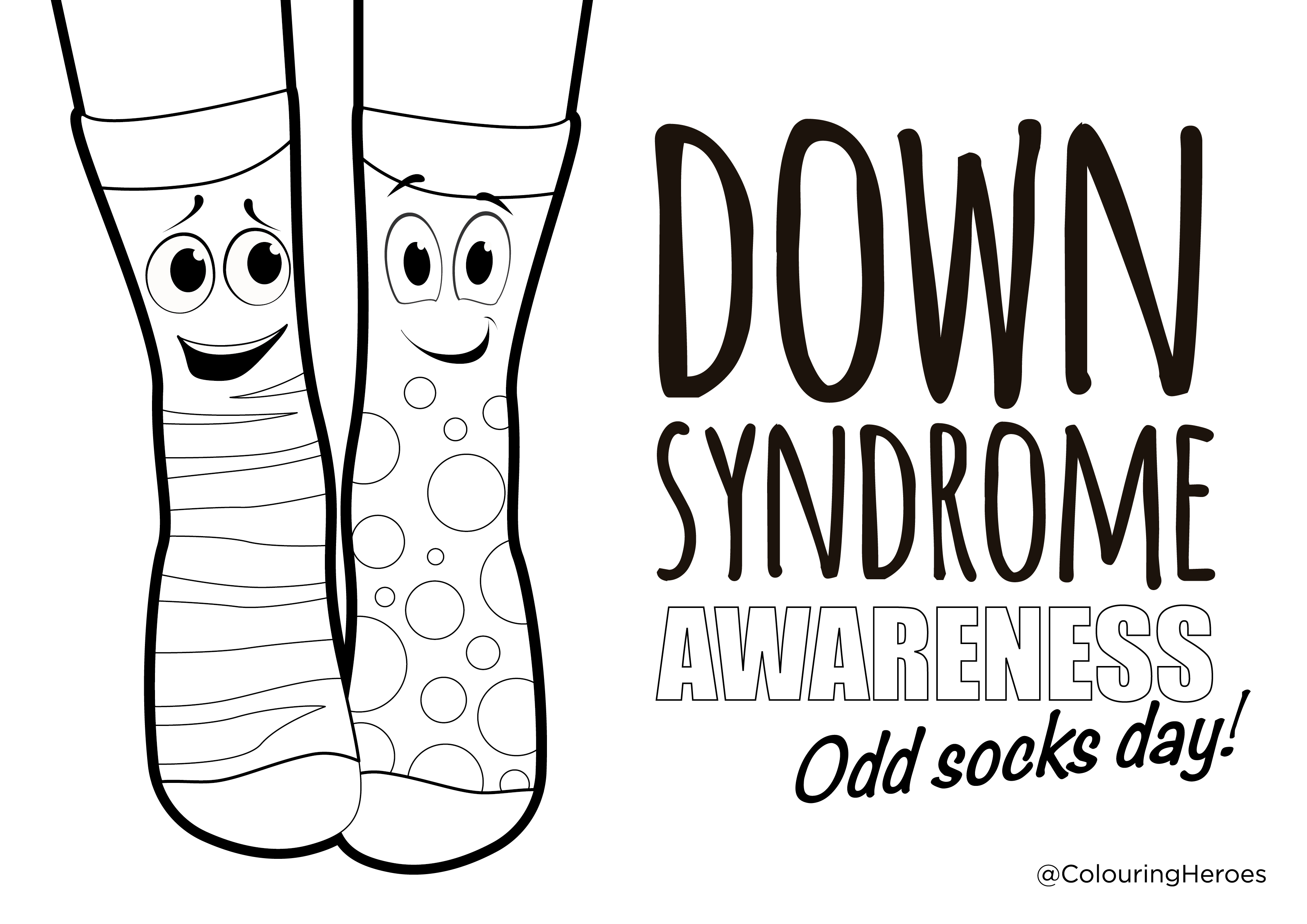 Colouringheroes ð on x ð world down syndrome day ð grab your colouring pencils and don your odd socks to raise awareness for down syndrome on sunday download the template to design