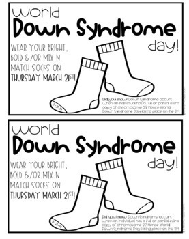 Free down syndrome day sock reminder by the va teacher tpt