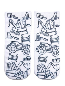 Rock your socks kids construction zone coloring socks â beehive mercantile west