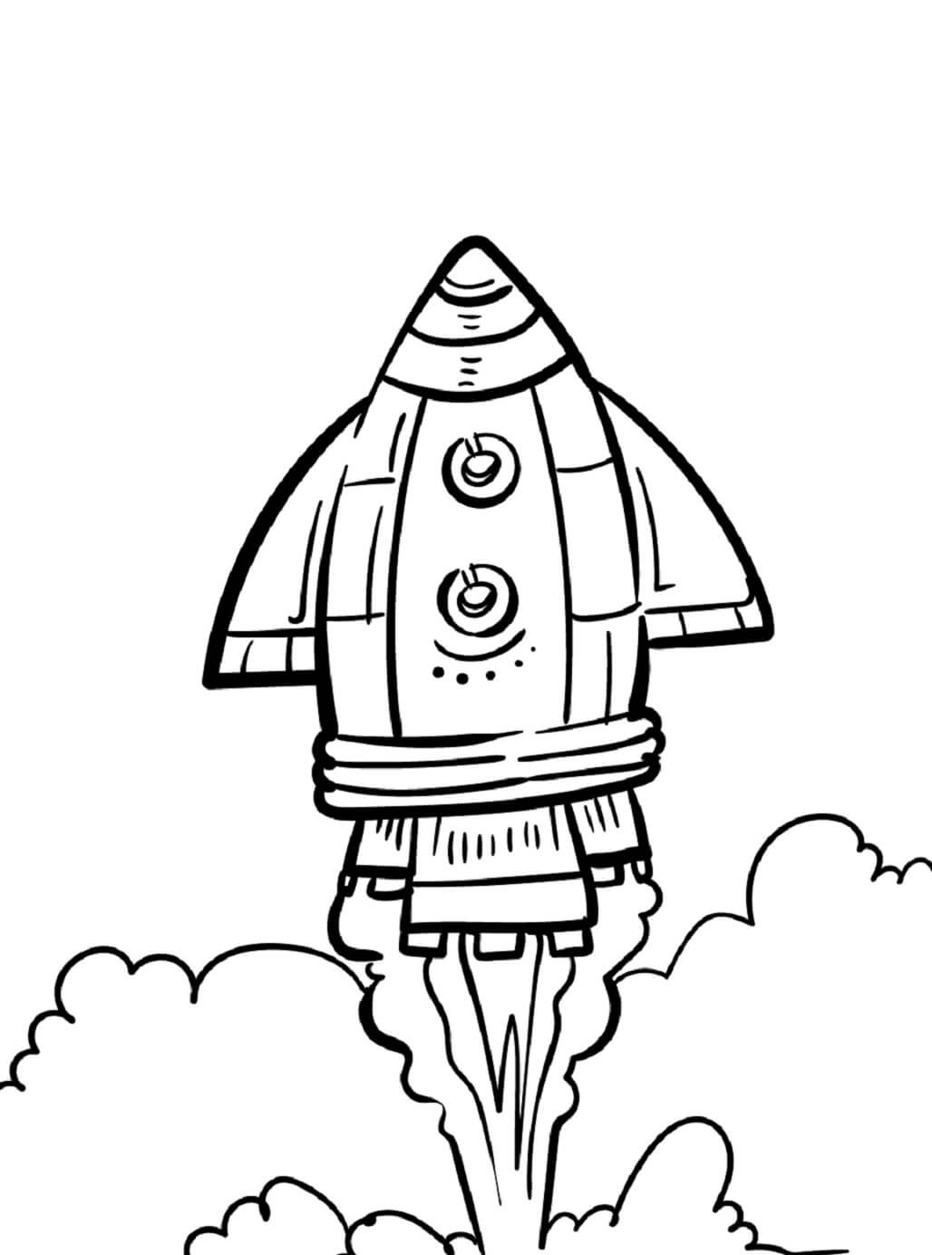 Drawing rocket coloring page