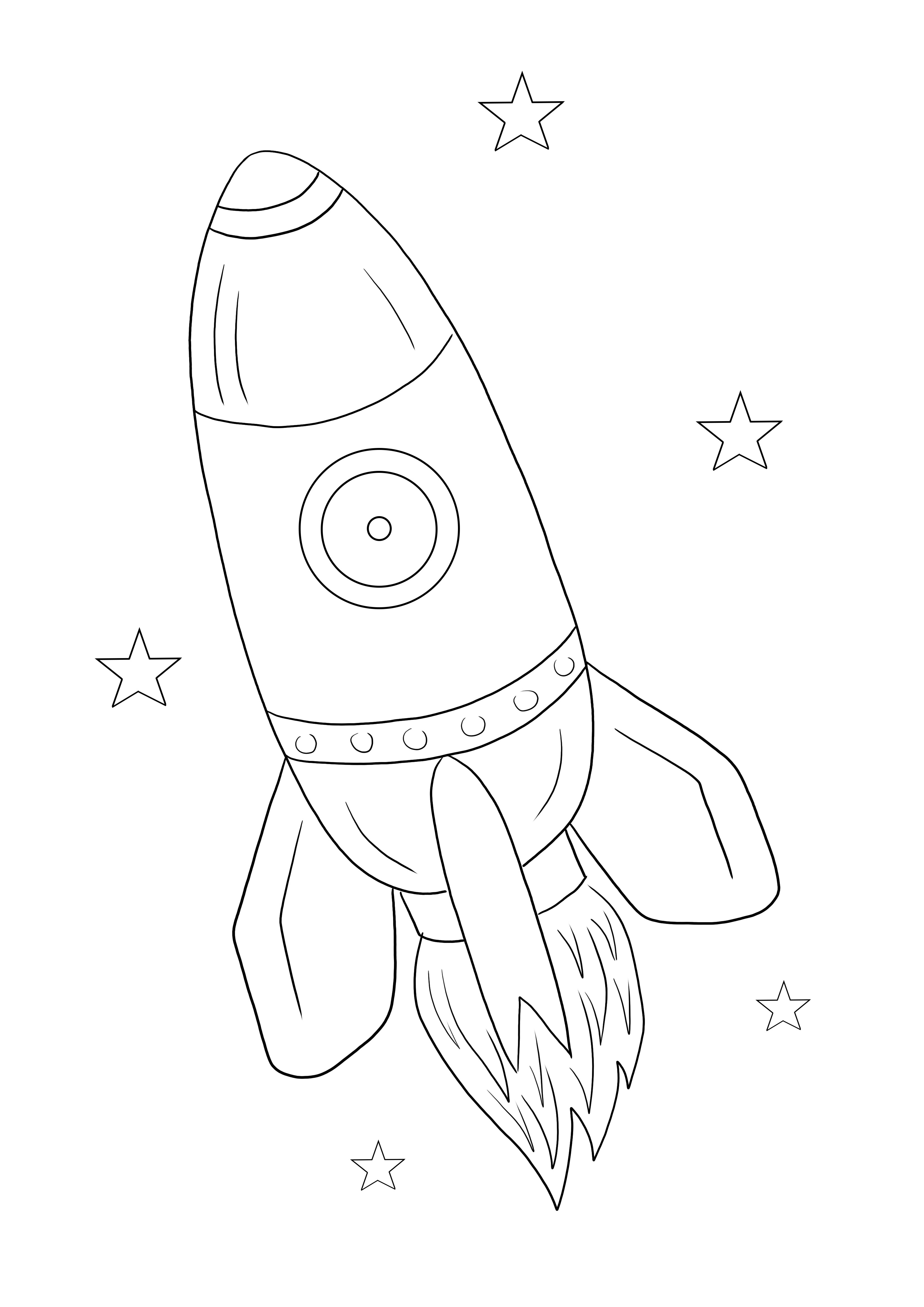 Coloring for free of rocket emoji to be printed and used for children