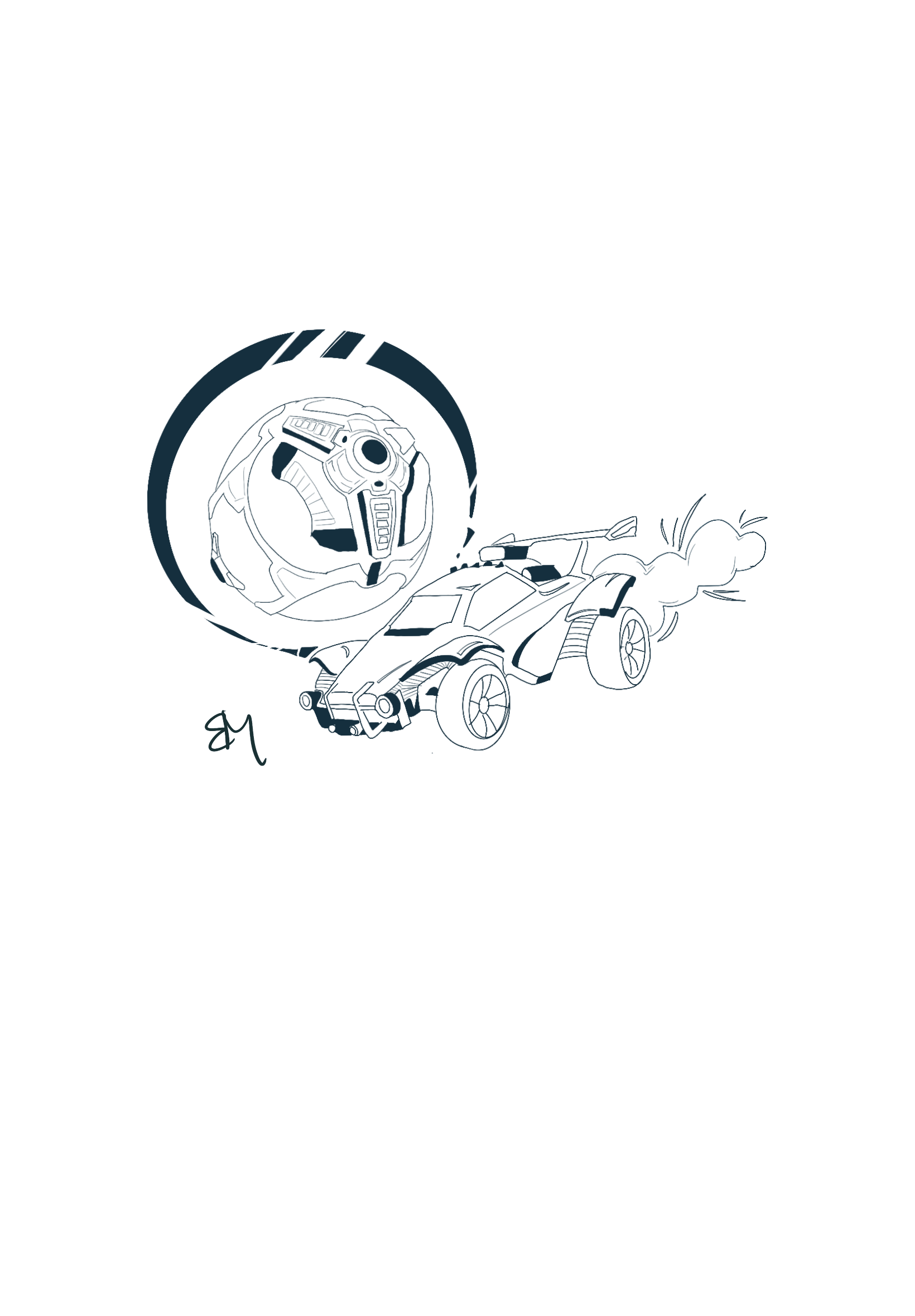 I made a rocket league tattoo design for my partner and they said to upload it here hbd rl rrocketleague